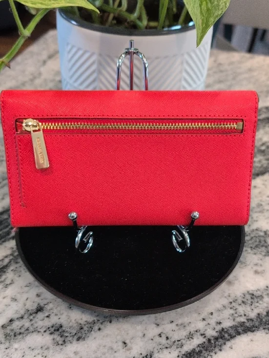 Michael Kors Orange Saffiano Leather Continental Wallet - Picture 2 of 4